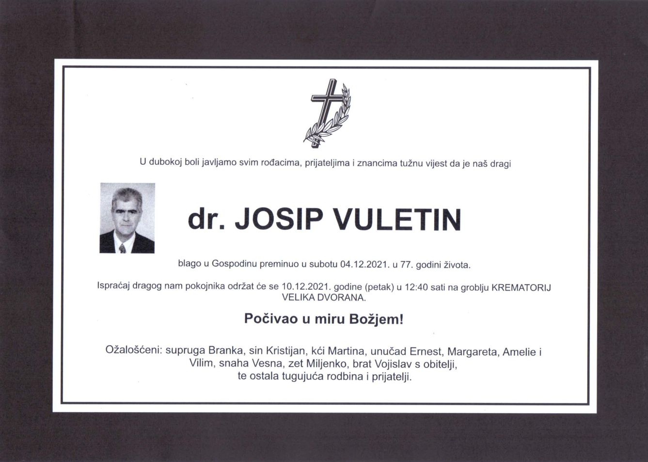 SAHRANA DR. JOSIP VULETIN